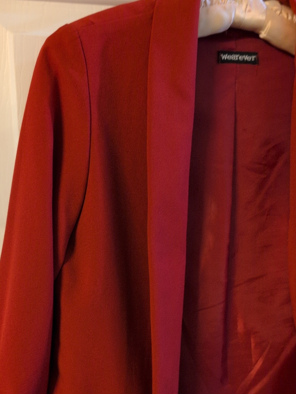 Open-Front Red Blazer - Picture 2 of 6
